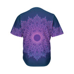 Purple Trippy Mandala Print Men's Baseball Jersey