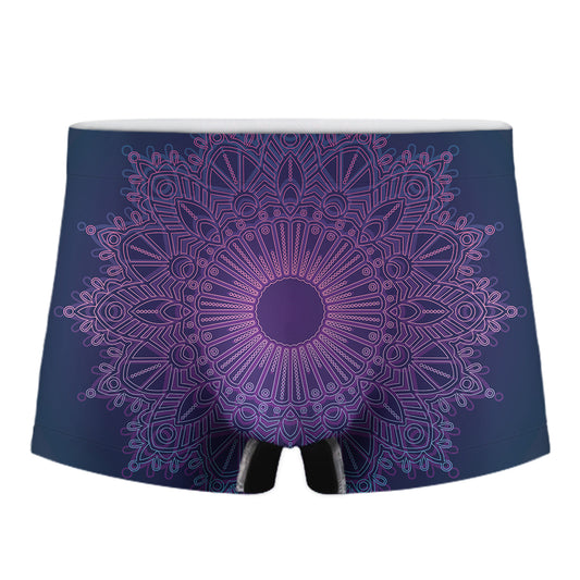 Purple Trippy Mandala Print Men's Boxer Briefs