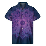 Purple Trippy Mandala Print Men's Short Sleeve Shirt
