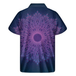 Purple Trippy Mandala Print Men's Short Sleeve Shirt