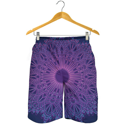 Purple Trippy Mandala Print Men's Shorts