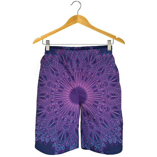 Purple Trippy Mandala Print Men's Shorts