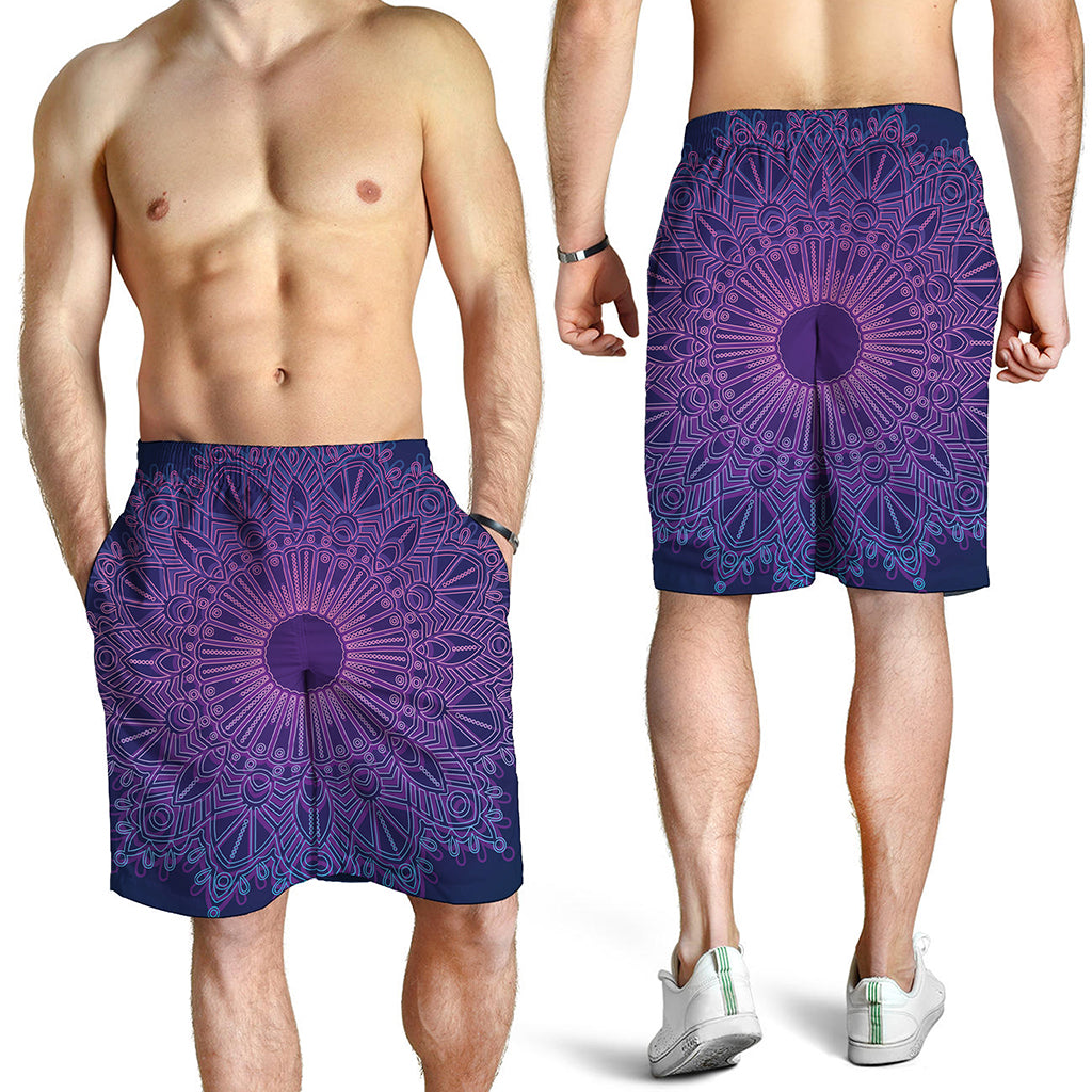 Purple Trippy Mandala Print Men's Shorts