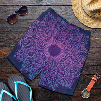 Purple Trippy Mandala Print Men's Shorts
