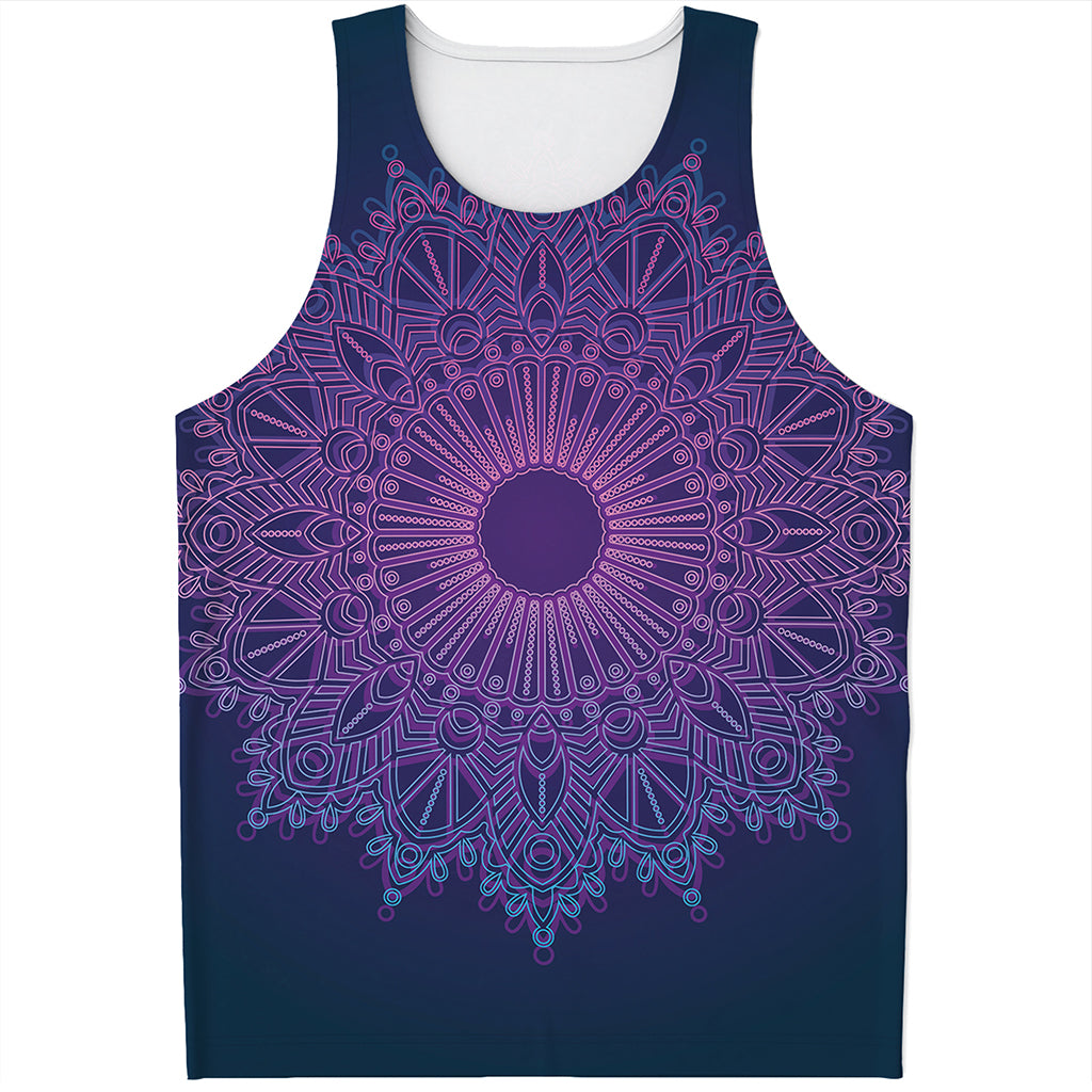 Purple Trippy Mandala Print Men's Tank Top