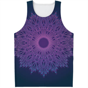 Purple Trippy Mandala Print Men's Tank Top