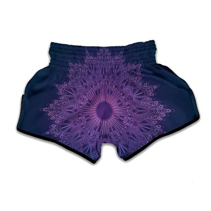 Purple Trippy Mandala Print Muay Thai Boxing Shorts
