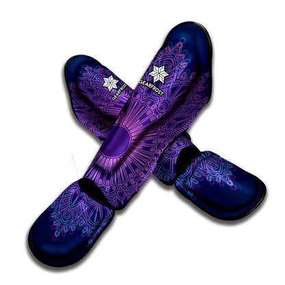 Purple Trippy Mandala Print Muay Thai Shin Guard