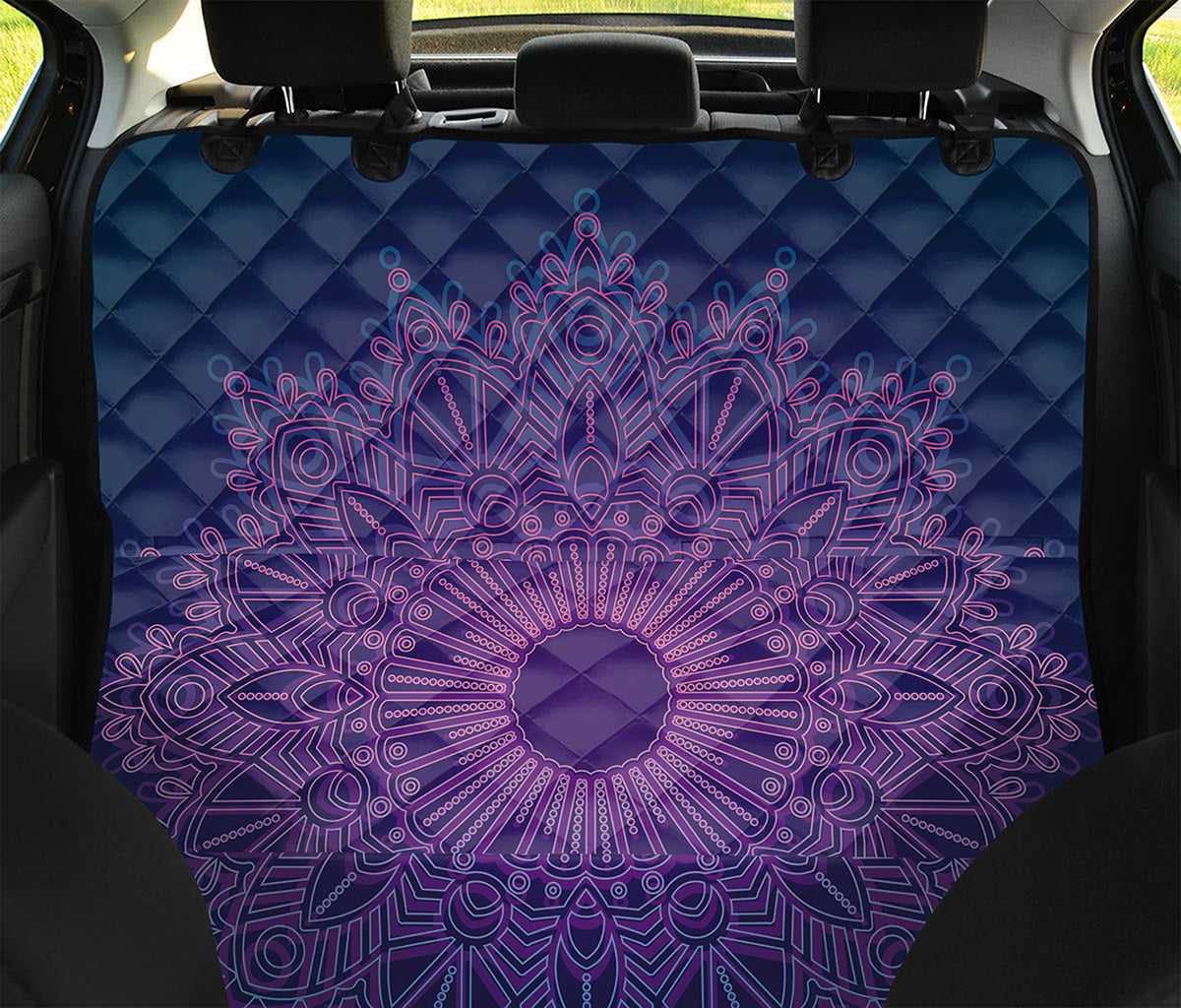 Purple Trippy Mandala Print Pet Car Back Seat Cover