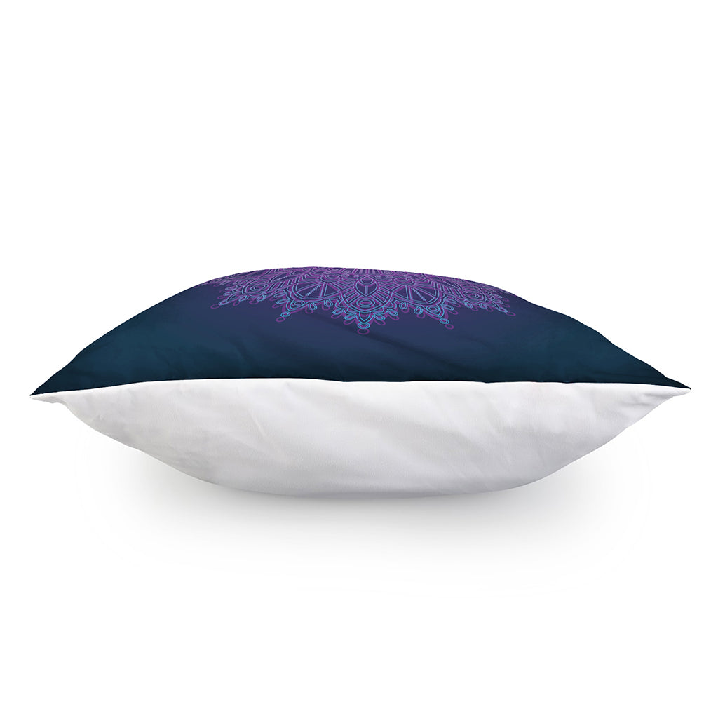 Purple Trippy Mandala Print Pillow Cover