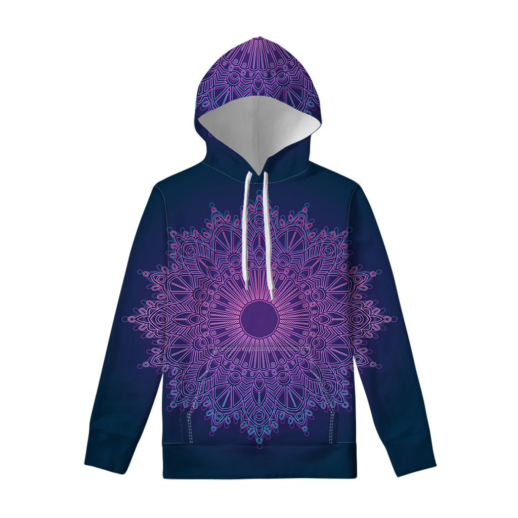 Purple Trippy Mandala Print Pullover Hoodie
