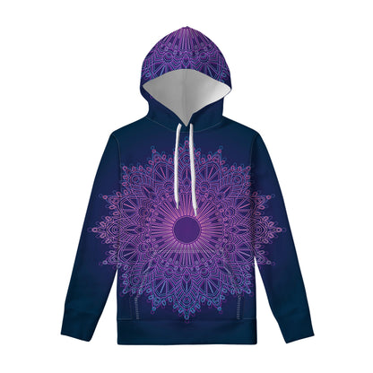 Purple Trippy Mandala Print Pullover Hoodie