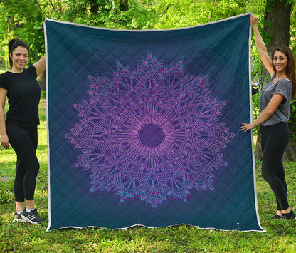 Purple Trippy Mandala Print Quilt