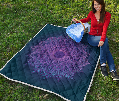 Purple Trippy Mandala Print Quilt