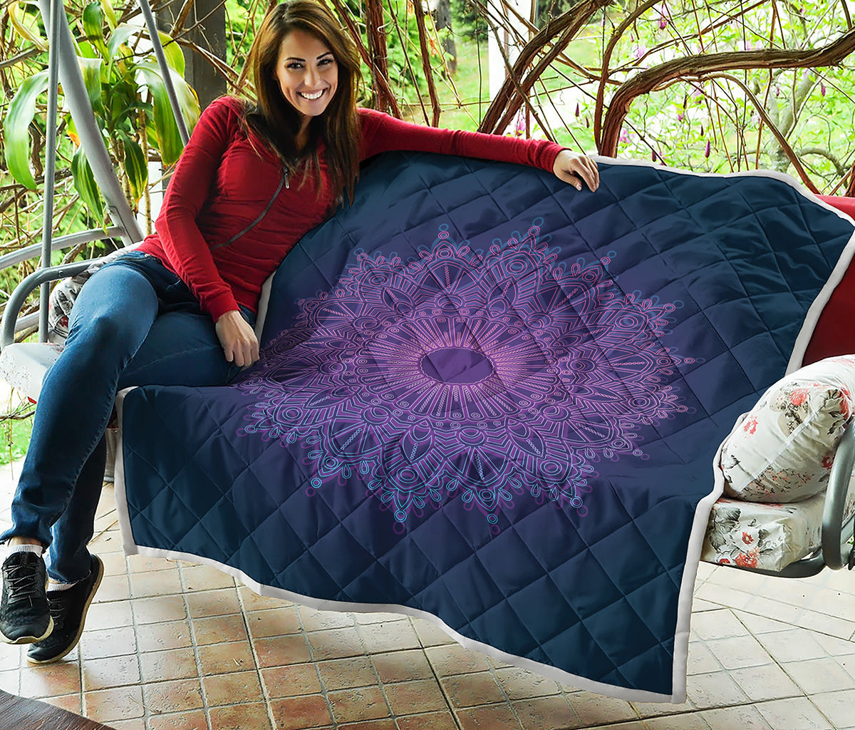 Purple Trippy Mandala Print Quilt