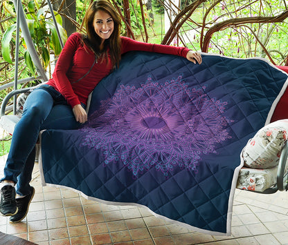 Purple Trippy Mandala Print Quilt