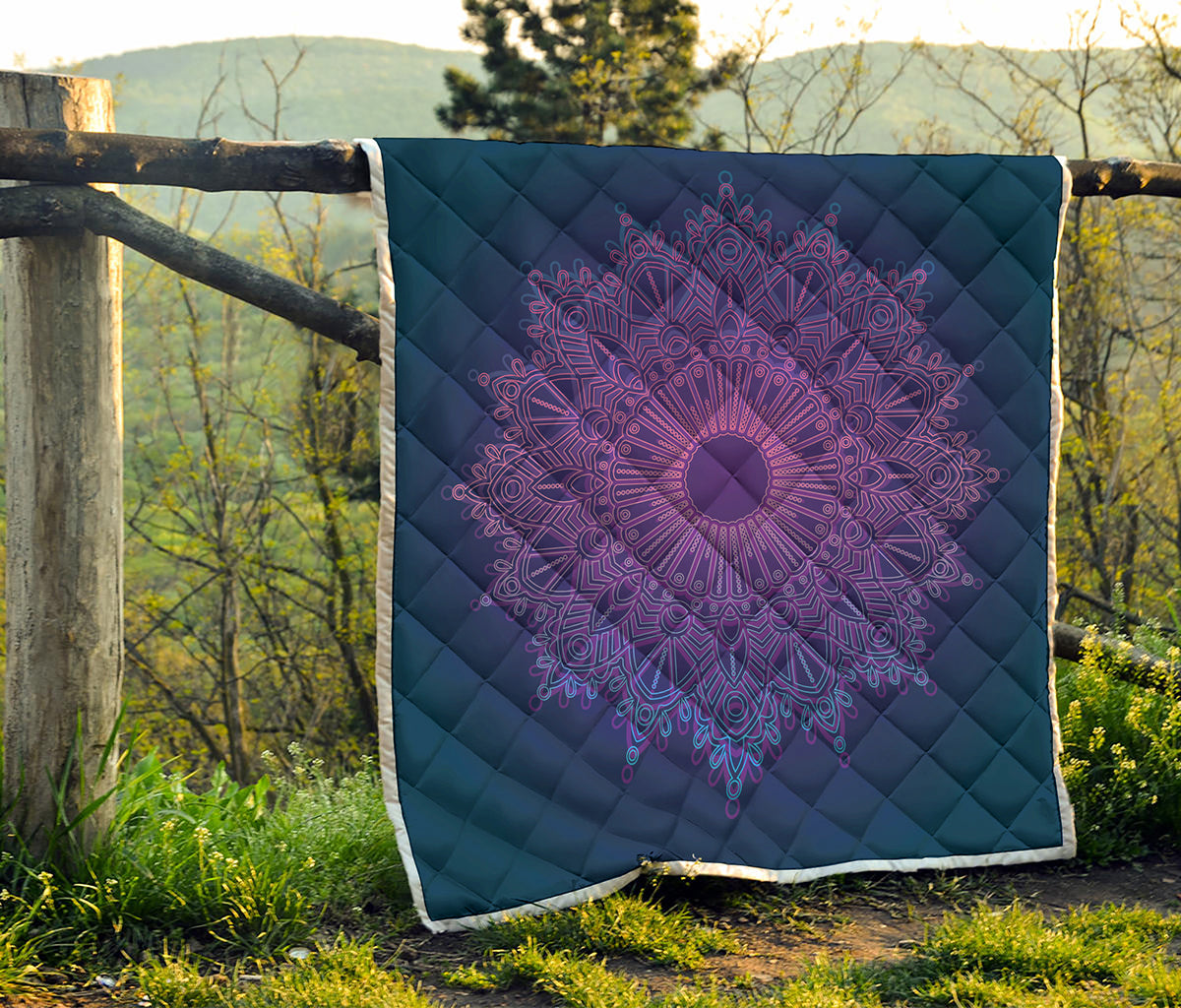 Purple Trippy Mandala Print Quilt