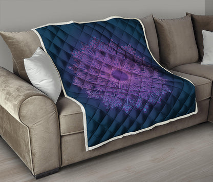 Purple Trippy Mandala Print Quilt