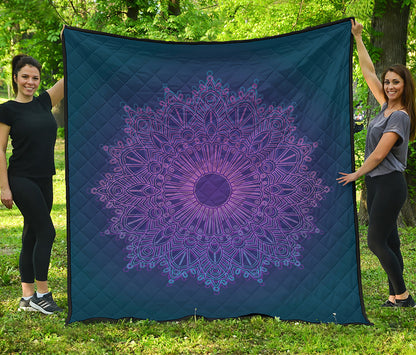 Purple Trippy Mandala Print Quilt