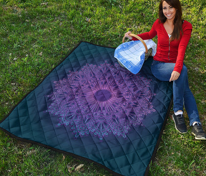 Purple Trippy Mandala Print Quilt