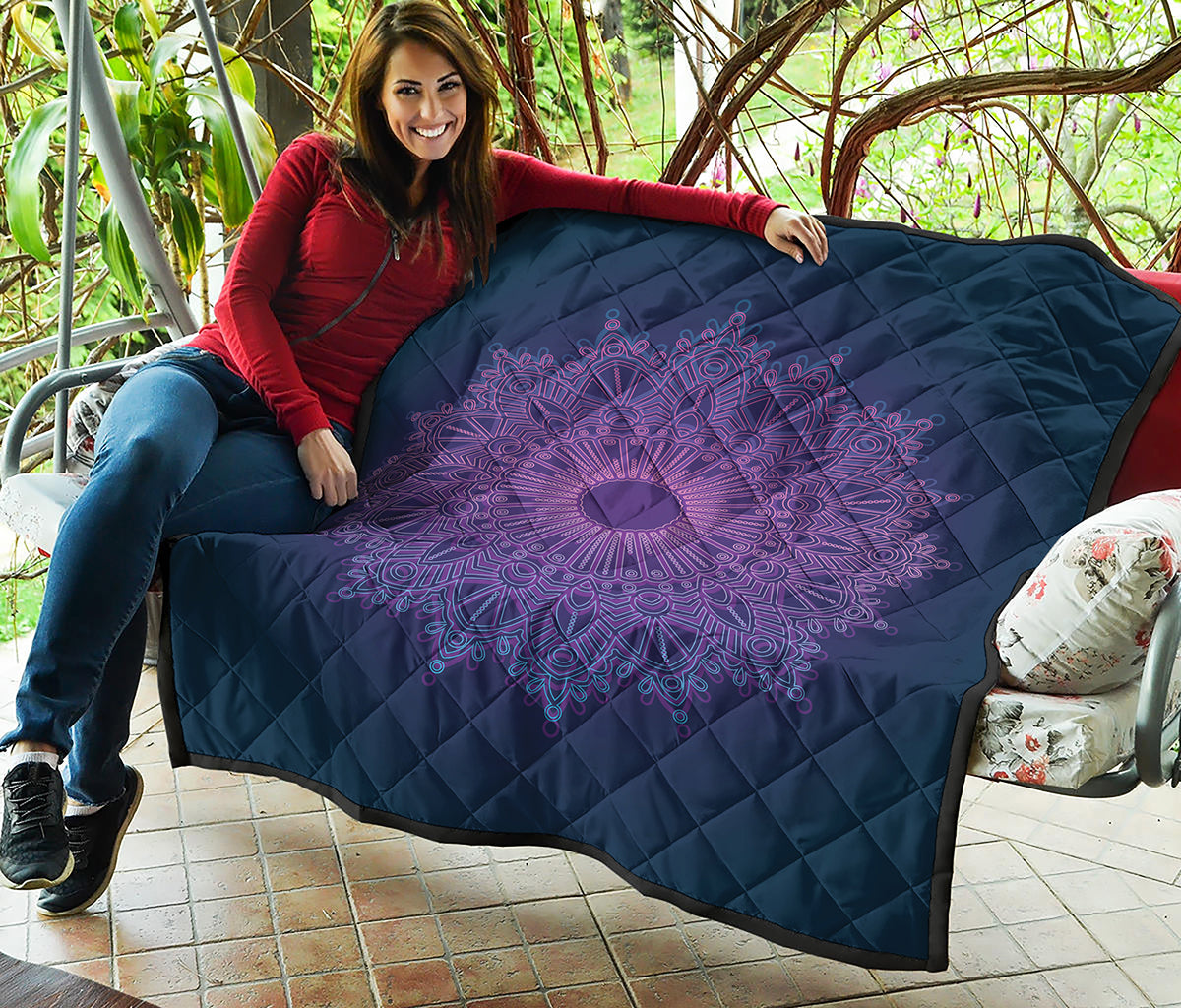 Purple Trippy Mandala Print Quilt