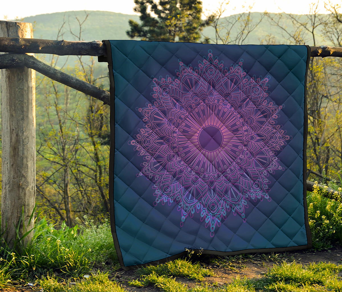 Purple Trippy Mandala Print Quilt