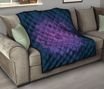 Purple Trippy Mandala Print Quilt