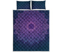 Purple Trippy Mandala Print Quilt Bed Set
