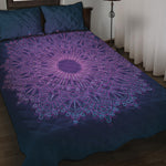 Purple Trippy Mandala Print Quilt Bed Set