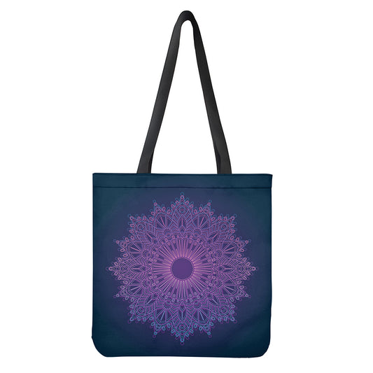 Purple Trippy Mandala Print Tote Bag