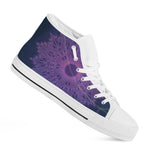 Purple Trippy Mandala Print White High Top Shoes