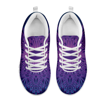 Purple Trippy Mandala Print White Sneakers