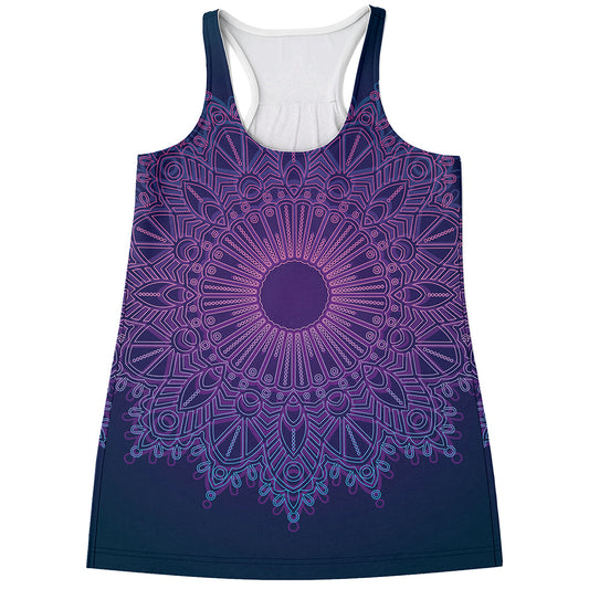 Purple Trippy Mandala Print Women's Racerback Tank Top