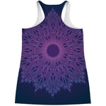 Purple Trippy Mandala Print Women's Racerback Tank Top