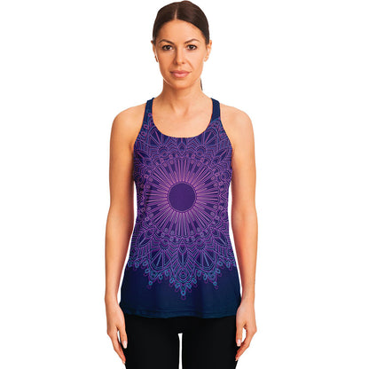 Purple Trippy Mandala Print Women's Racerback Tank Top