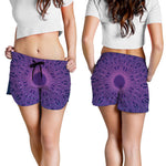 Purple Trippy Mandala Print Women's Shorts