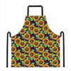 Purple Trippy Sunflower Pattern Print Apron