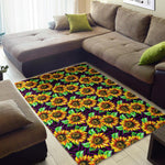 Purple Trippy Sunflower Pattern Print Area Rug GearFrost