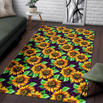 Purple Trippy Sunflower Pattern Print Area Rug GearFrost