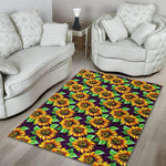 Purple Trippy Sunflower Pattern Print Area Rug GearFrost