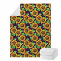 Purple Trippy Sunflower Pattern Print Blanket