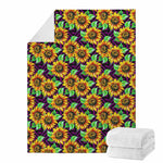 Purple Trippy Sunflower Pattern Print Blanket