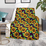 Purple Trippy Sunflower Pattern Print Blanket