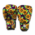 Purple Trippy Sunflower Pattern Print Boxing Gloves