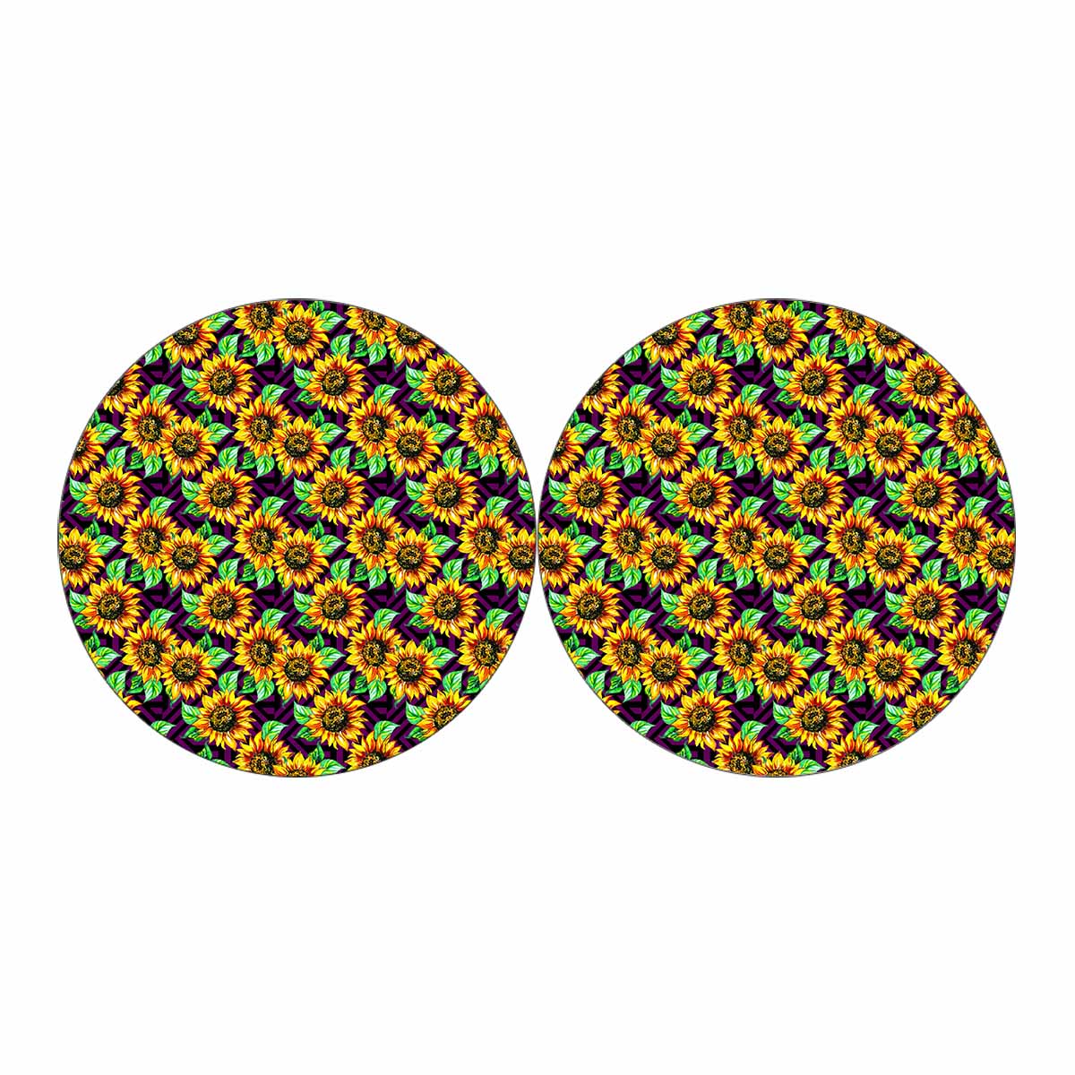 Purple Trippy Sunflower Pattern Print Car Coasters