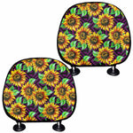 Purple Trippy Sunflower Pattern Print Car Headrest Covers