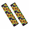 Purple Trippy Sunflower Pattern Print Car Seat Belt Covers