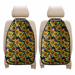 Purple Trippy Sunflower Pattern Print Car Seat Organizers