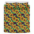 Purple Trippy Sunflower Pattern Print Duvet Cover Bedding Set