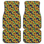 Purple Trippy Sunflower Pattern Print Front and Back Car Floor Mats